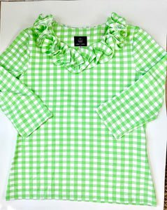 Ruffle and Gingham stretch top