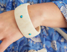 Load image into Gallery viewer, Ivory Bangle with Turquoise

