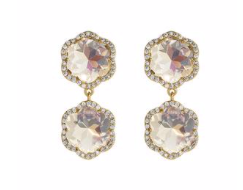Pave Crystal Flower Drop Earrings