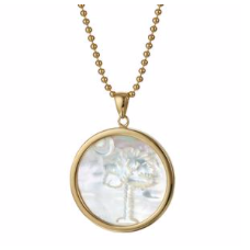 14K Vermeil Mother of Pearl Palm Tree and Crescent Charm